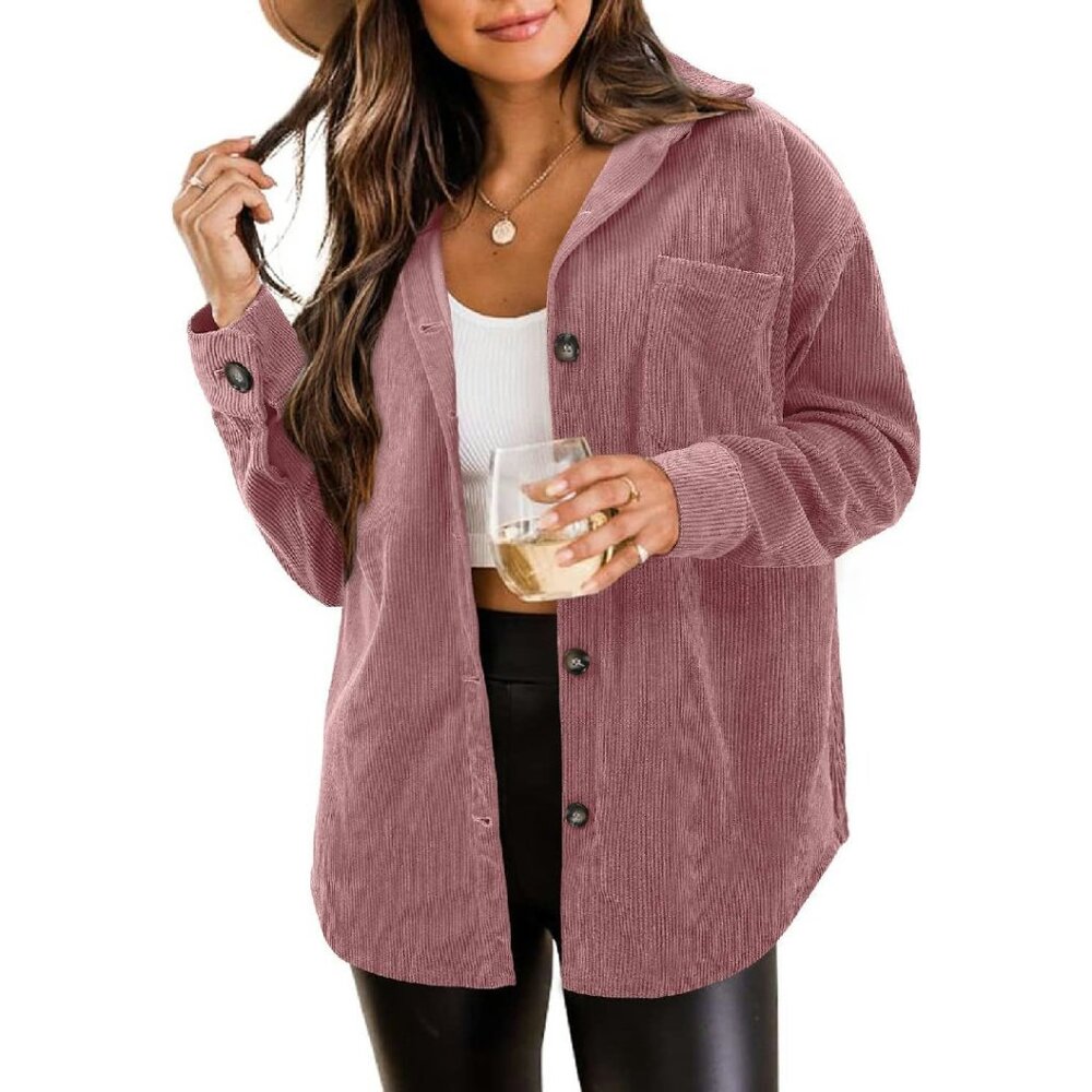 Corduroy Shacket Jacket Plus Size Button Down Lon… - image 1